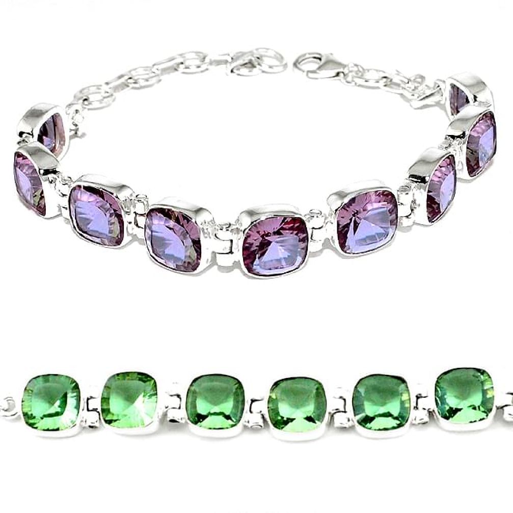 Purple alexandrite (lab) 925 sterling silver tennis bracelet jewelry j46413