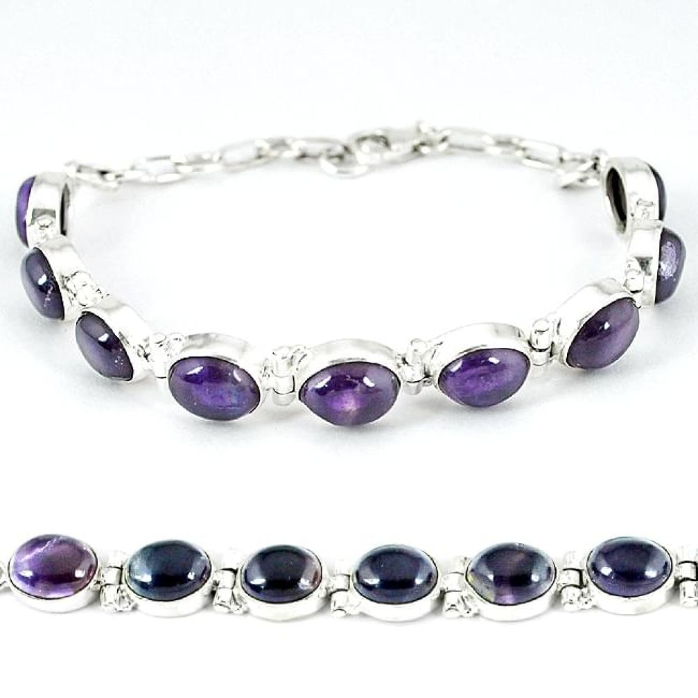 Natural multi color fluorite 925 sterling silver tennis bracelet j47478