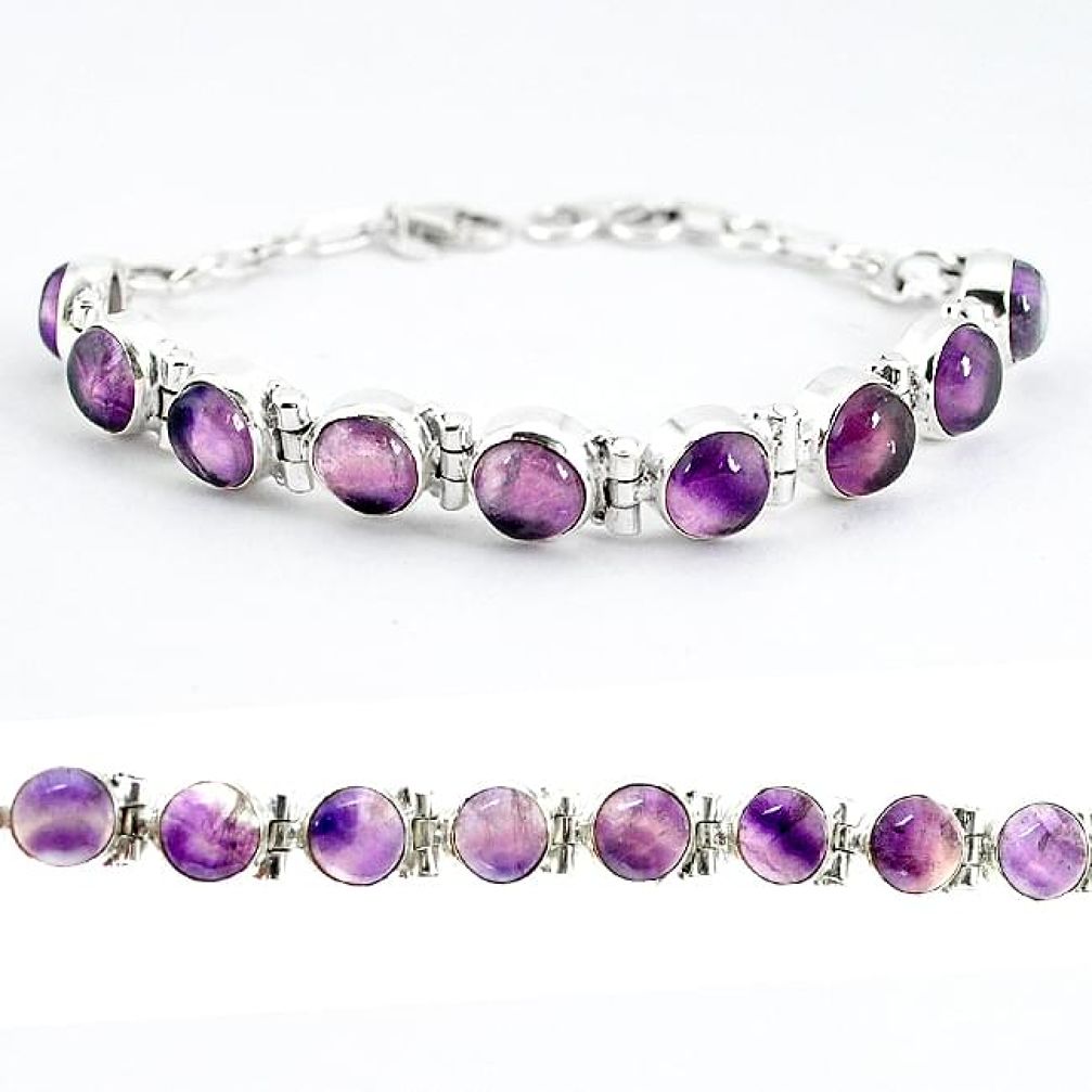 Natural multi color fluorite 925 sterling silver tennis bracelet jewelry j52338