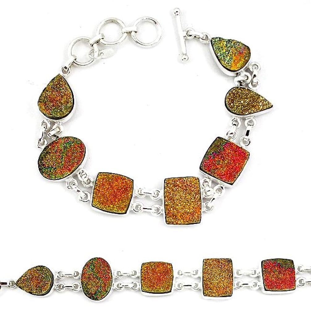 Titanium druzy 925 sterling silver tennis bracelet jewelry j52387