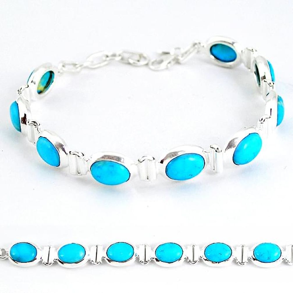 Natural blue magnesite 925 sterling silver tennis bracelet jewelry j52405