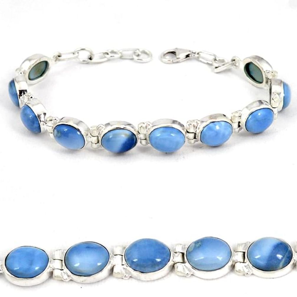 Natural blue owyhee opal 925 sterling silver tennis bracelet jewelry j6862