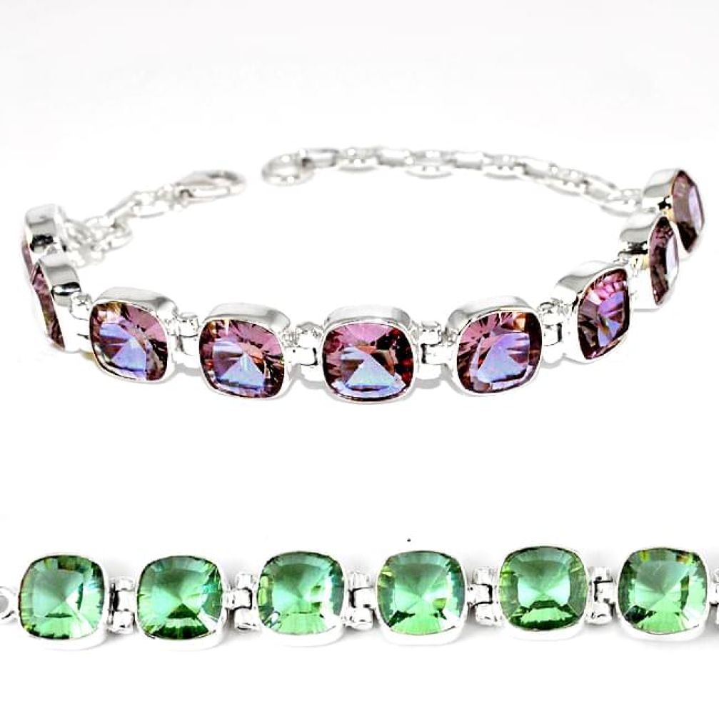 Purple alexandrite (lab) cushion 925 sterling silver bracelet jewelry k28322