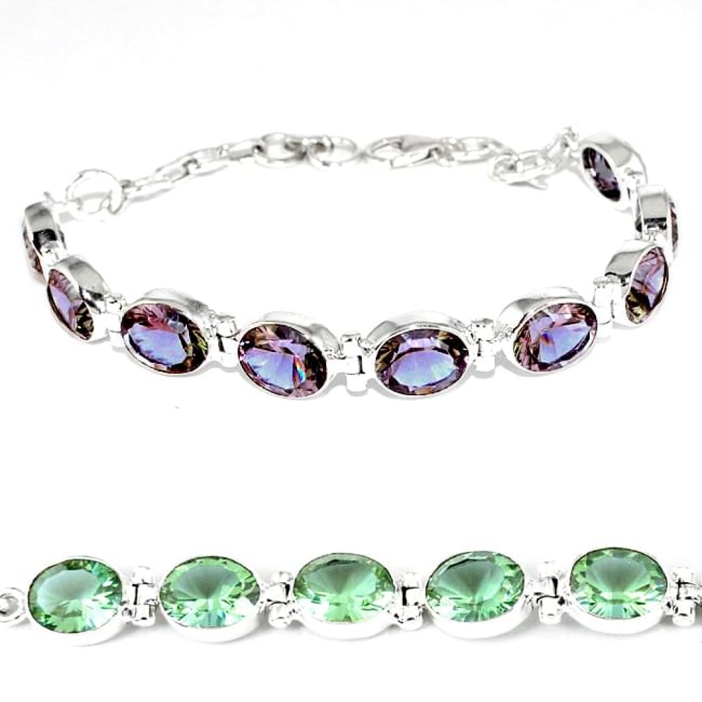 Purple alexandrite (lab) oval shape 925 sterling silver bracelet jewelry k28332