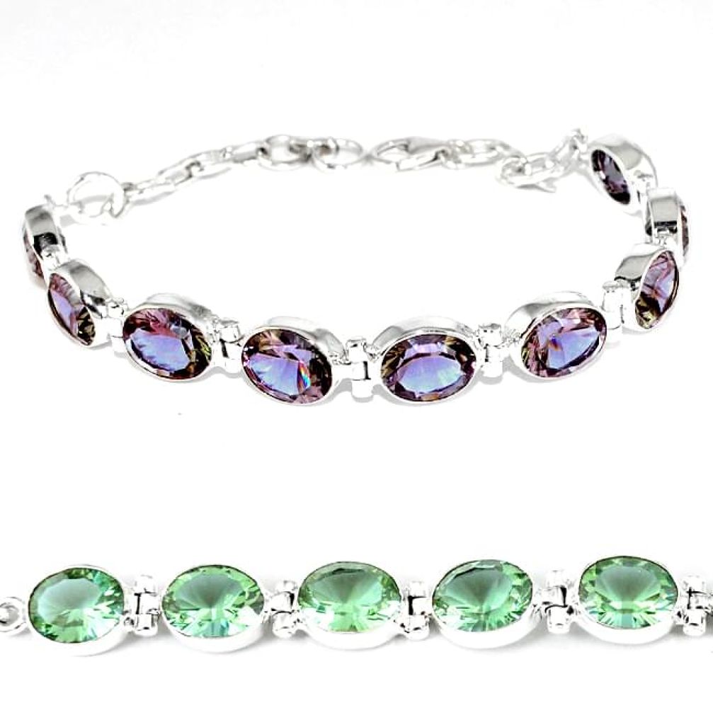 Purple alexandrite (lab) oval 925 sterling silver bracelet jewelry k28337
