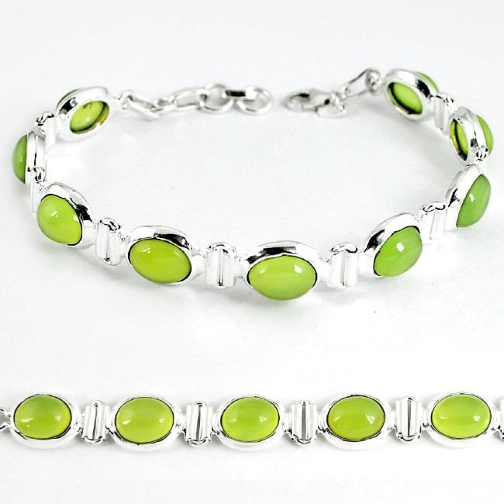 Natural green prehnite 925 sterling silver tennis bracelet jewelry k35247