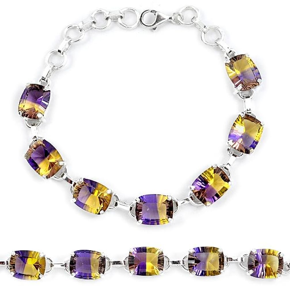 Multi color ametrine (lab) 925 sterling silver tennis bracelet jewelry k38164