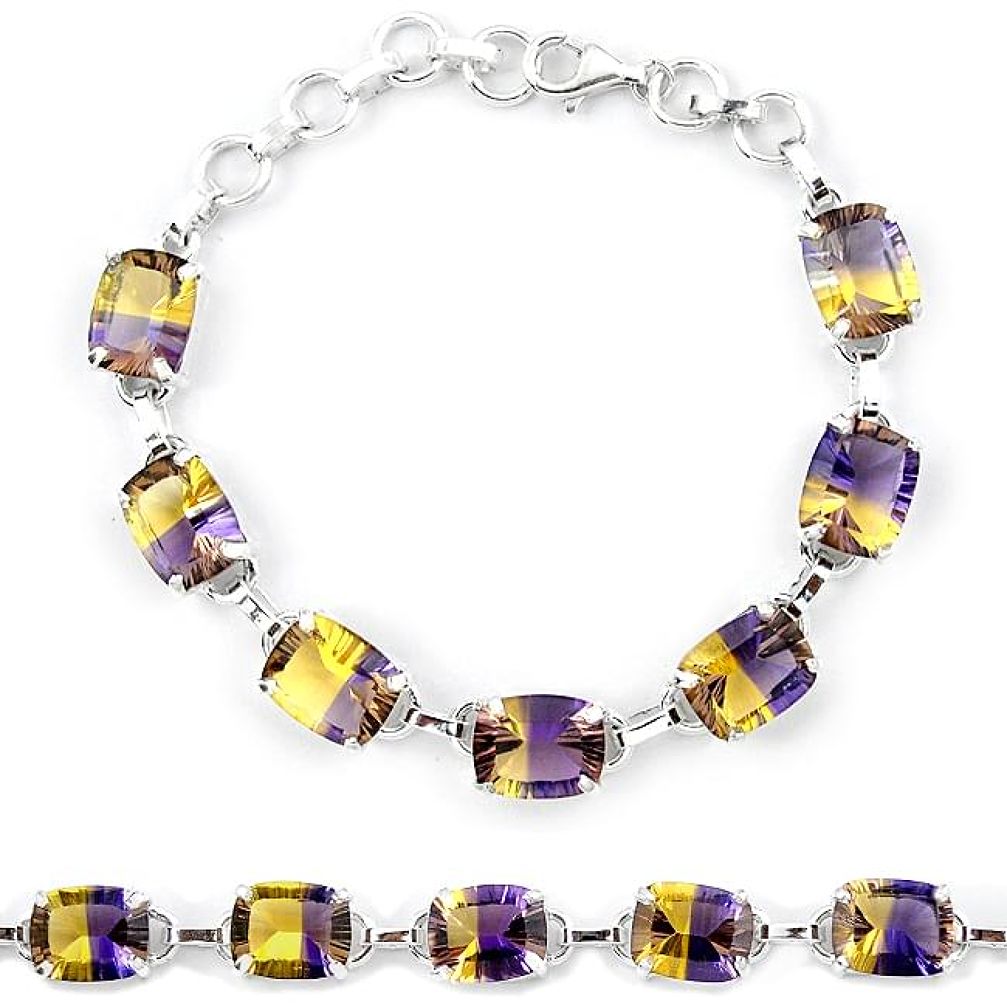 Multi color ametrine (lab) 925 sterling silver tennis bracelet jewelry k38166