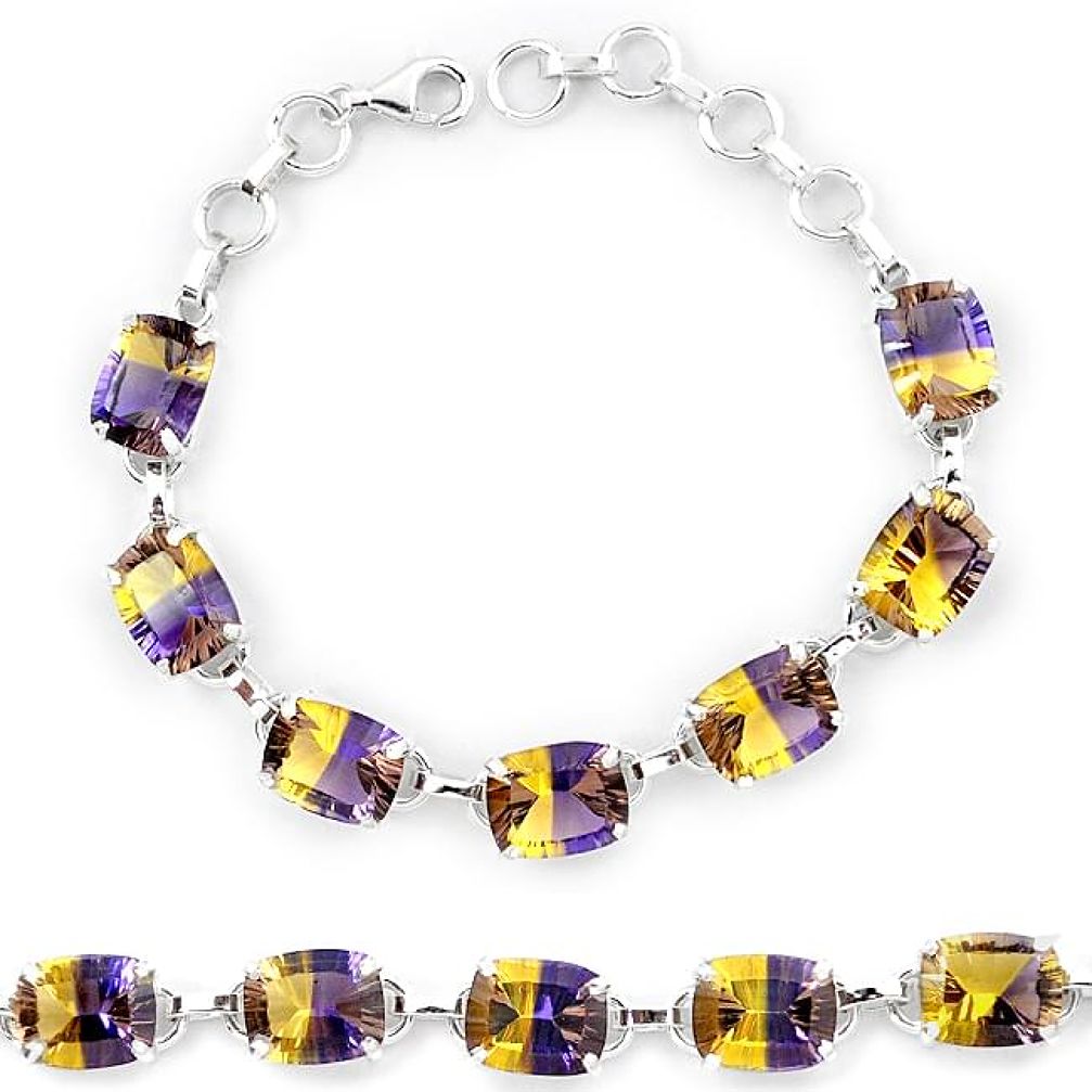 Multi color ametrine (lab) 925 sterling silver tennis bracelet jewelry k38169