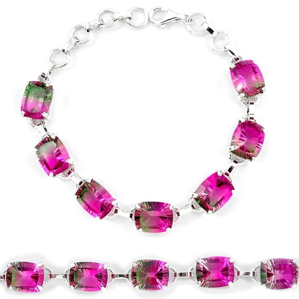 925 sterling silver watermelon tourmaline (lab) tennis bracelet jewelry k38175