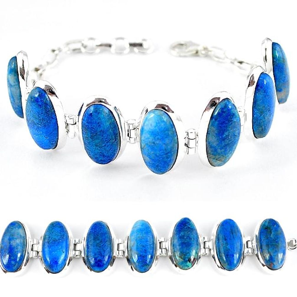 Natural blue shattuckite oval 925 sterling silver bracelet jewelry k41350
