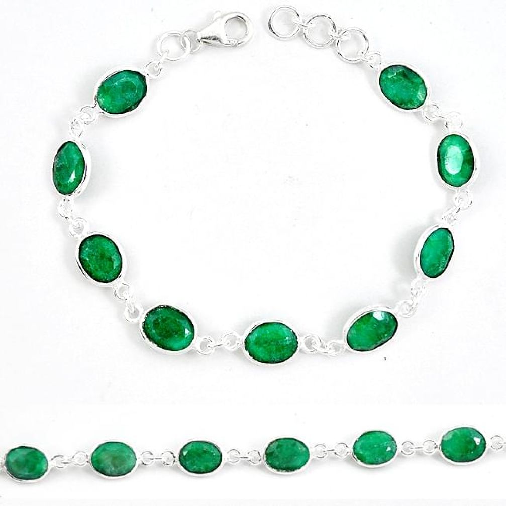 925 sterling silver natural green emerald tennis bracelet jewelry k46054