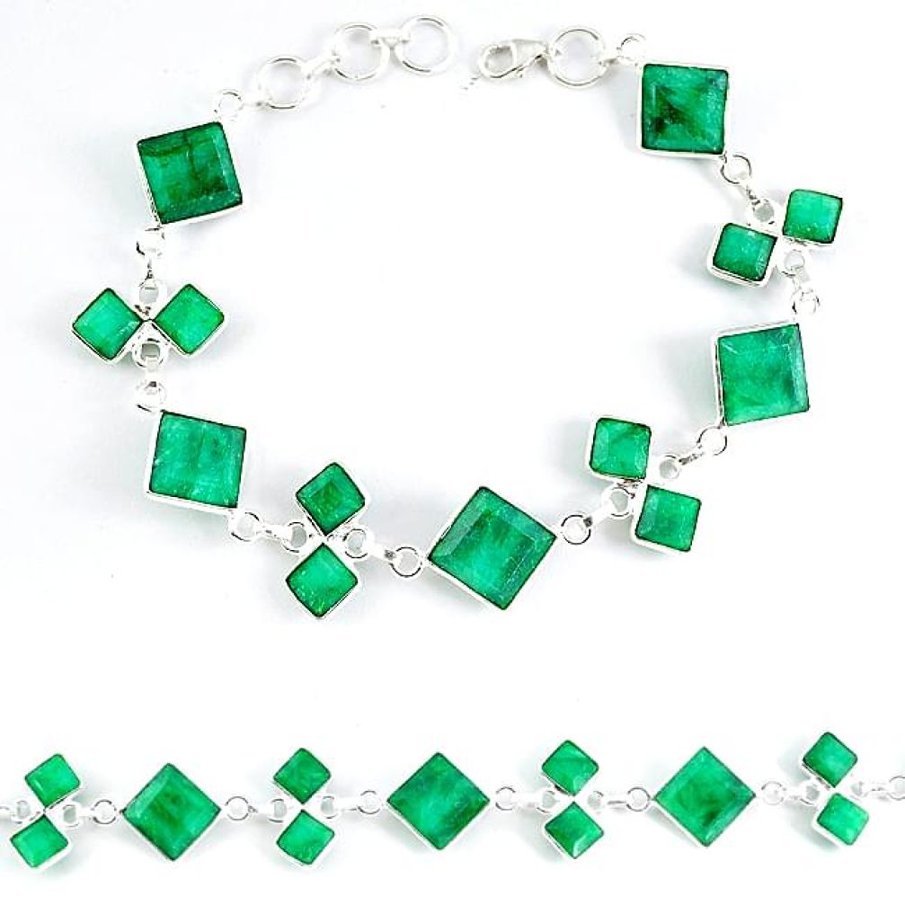 925 sterling silver natural green emerald tennis bracelet jewelry k48355