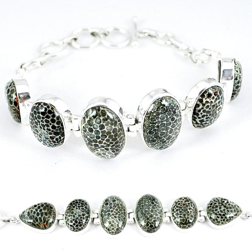 Natural black stingray coral from alaska 925 silver tennis bracelet k50374