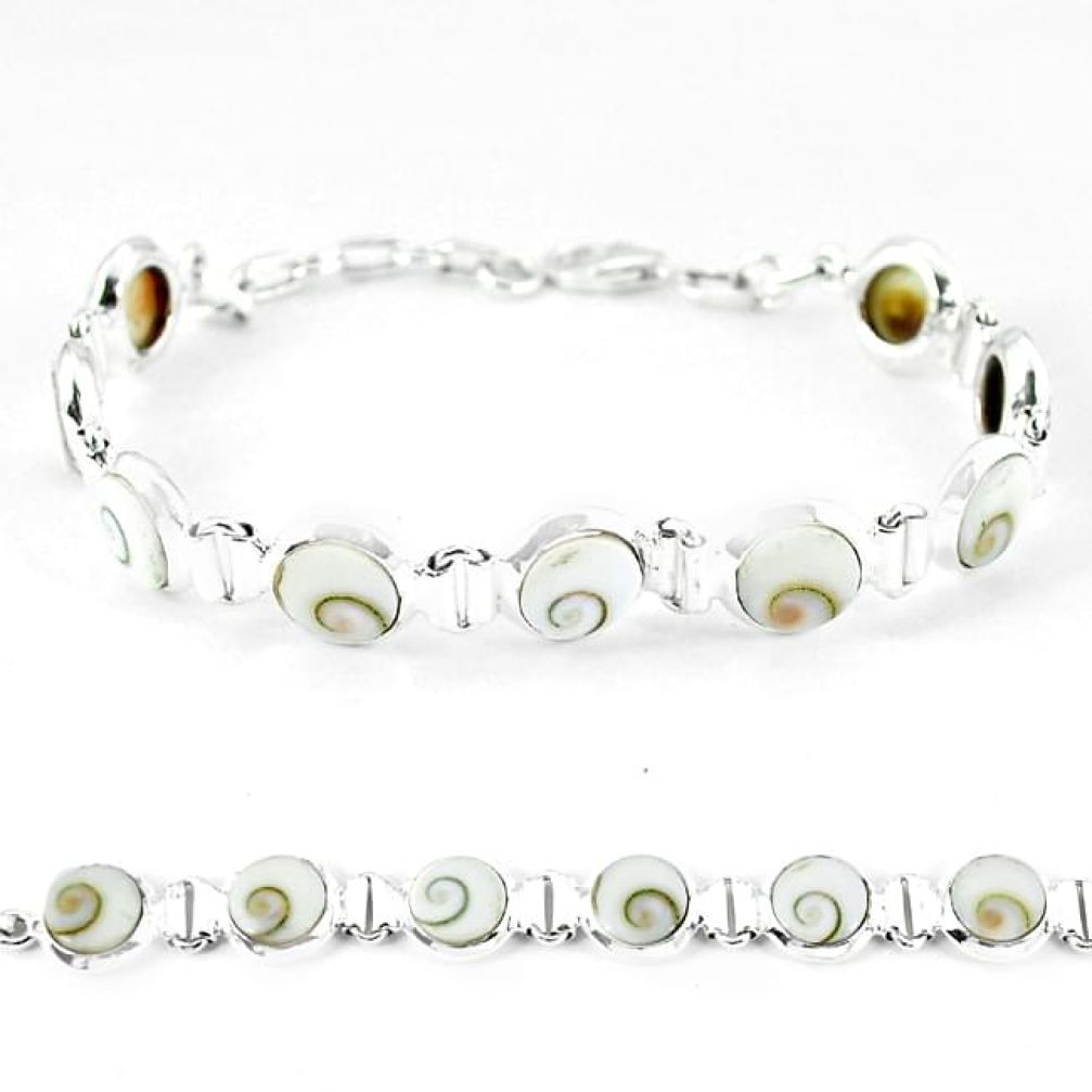 Natural white shiva eye 925 sterling silver tennis bracelet jewelry k56407