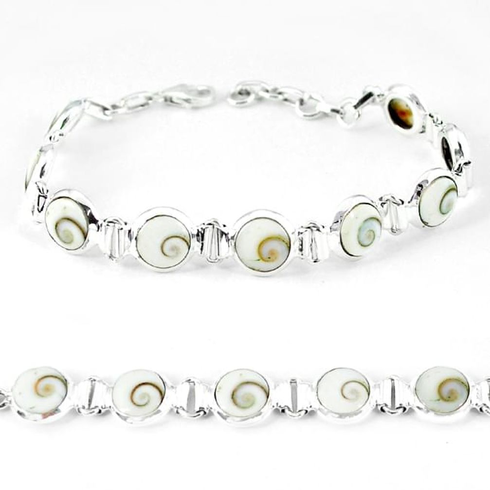 Natural white shiva eye 925 sterling silver tennis bracelet jewelry k56412