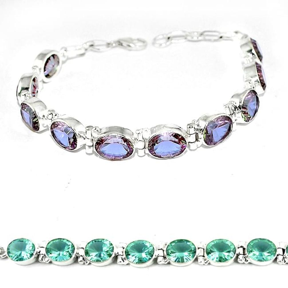 Blue alexandrite (lab) 925 sterling silver tennis bracelet jewelry k57091