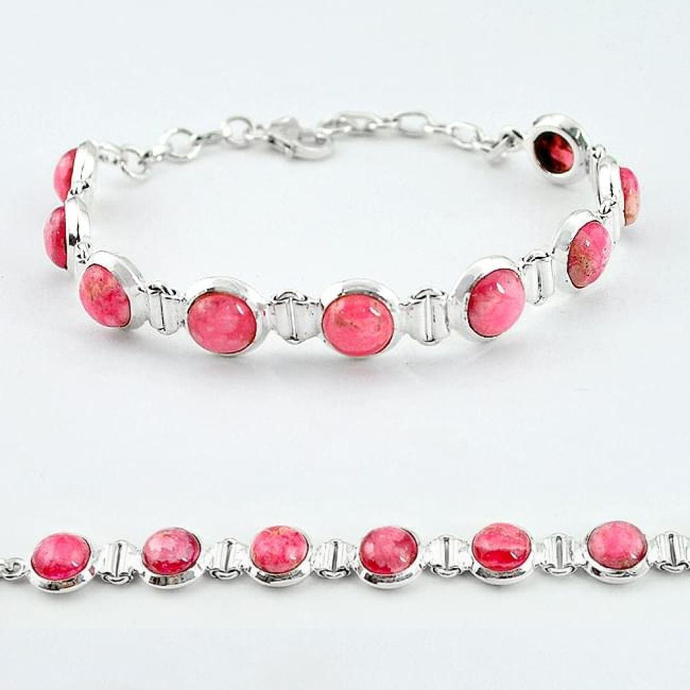 925 sterling silver natural pink rhodochrosite inca rose tennis bracelet k57940