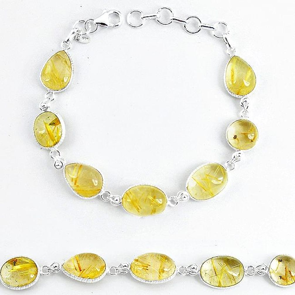 925 sterling silver natural golden tourmaline rutile tennis bracelet k59920