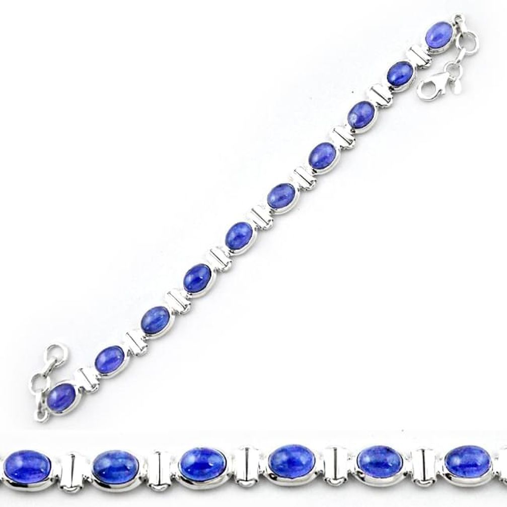 Natural blue tanzanite oval 925 sterling silver tennis bracelet jewelry k69607