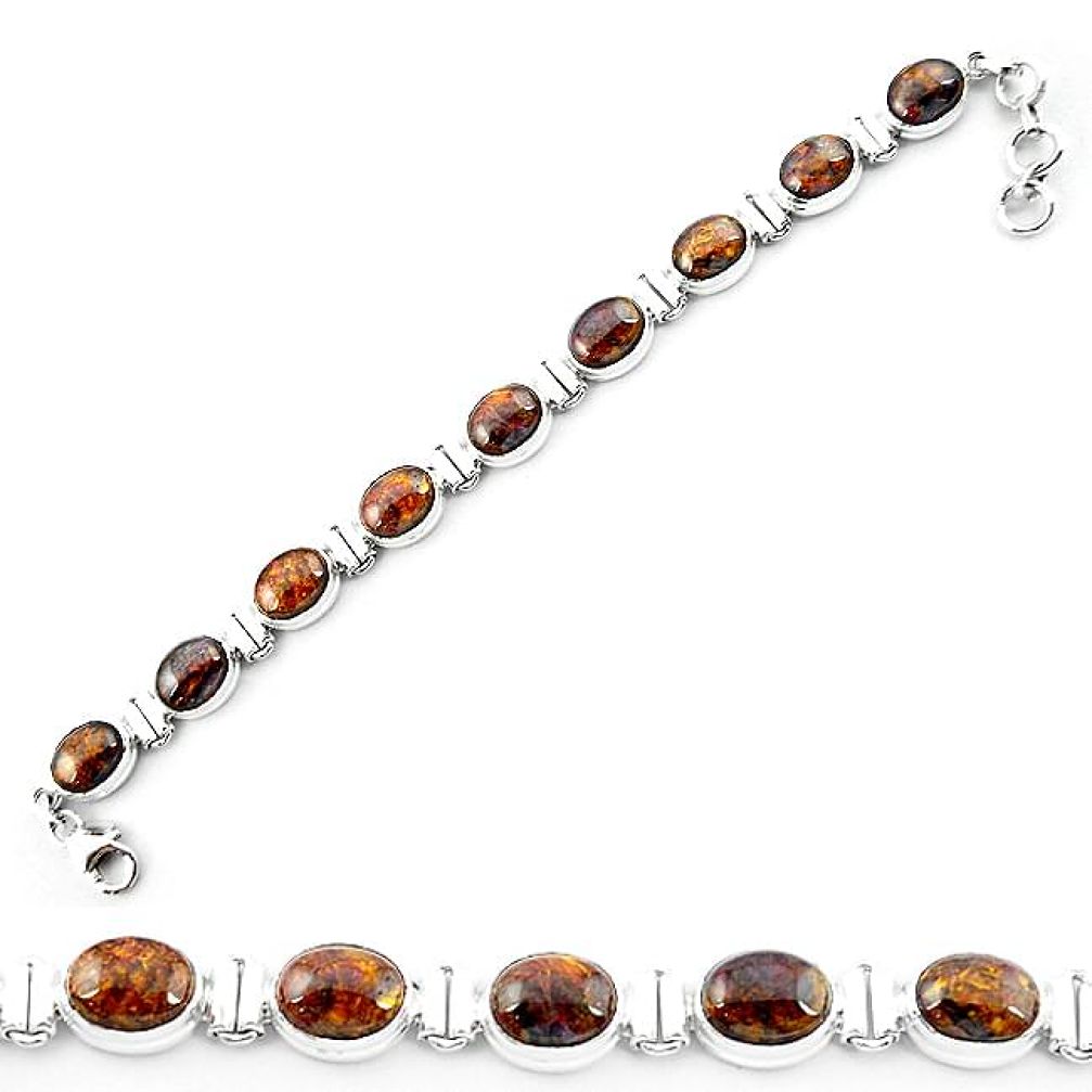 Natural brown pietersite (african) 925 sterling silver tennis bracelet k73992