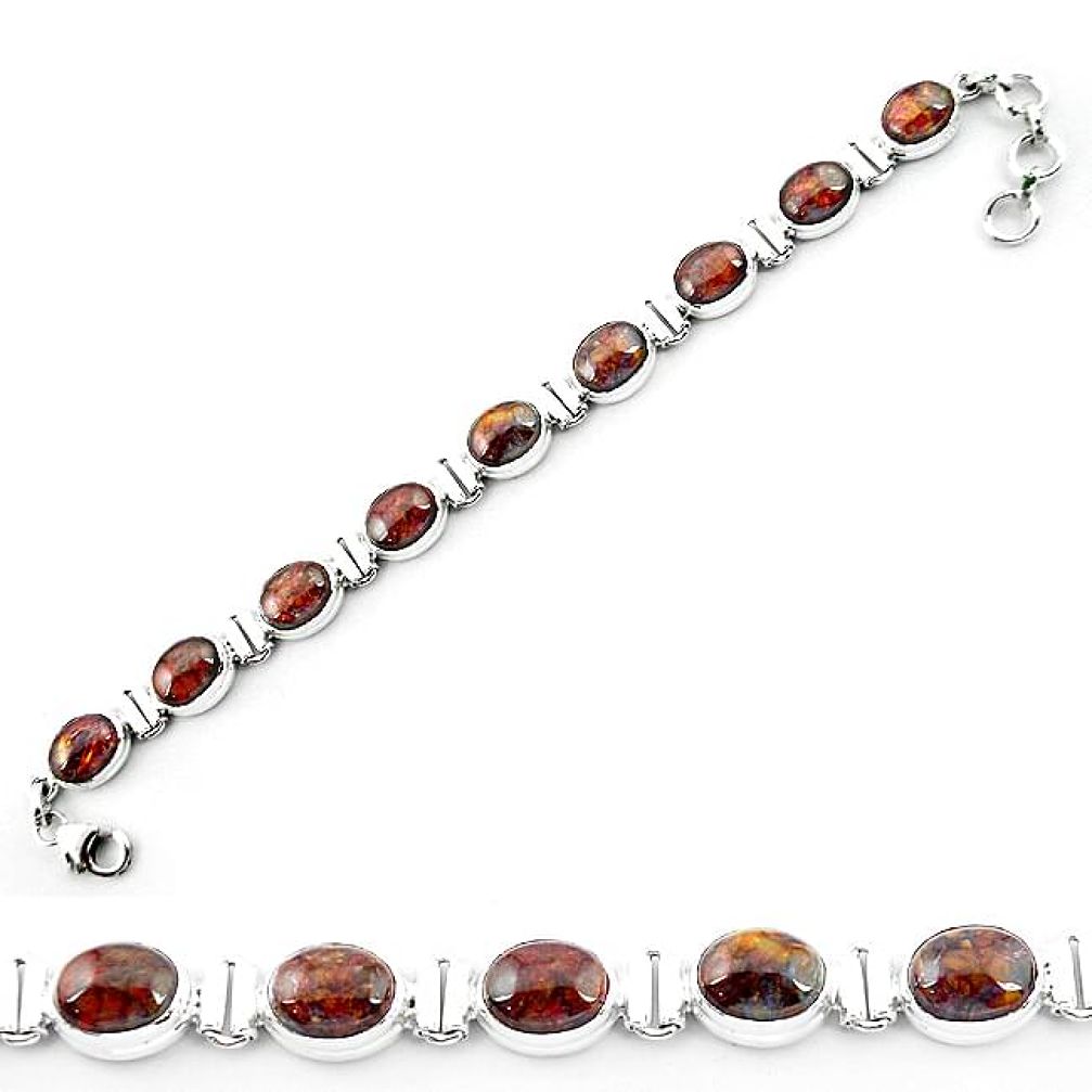 925 sterling silver natural brown pietersite (african) tennis bracelet k73994