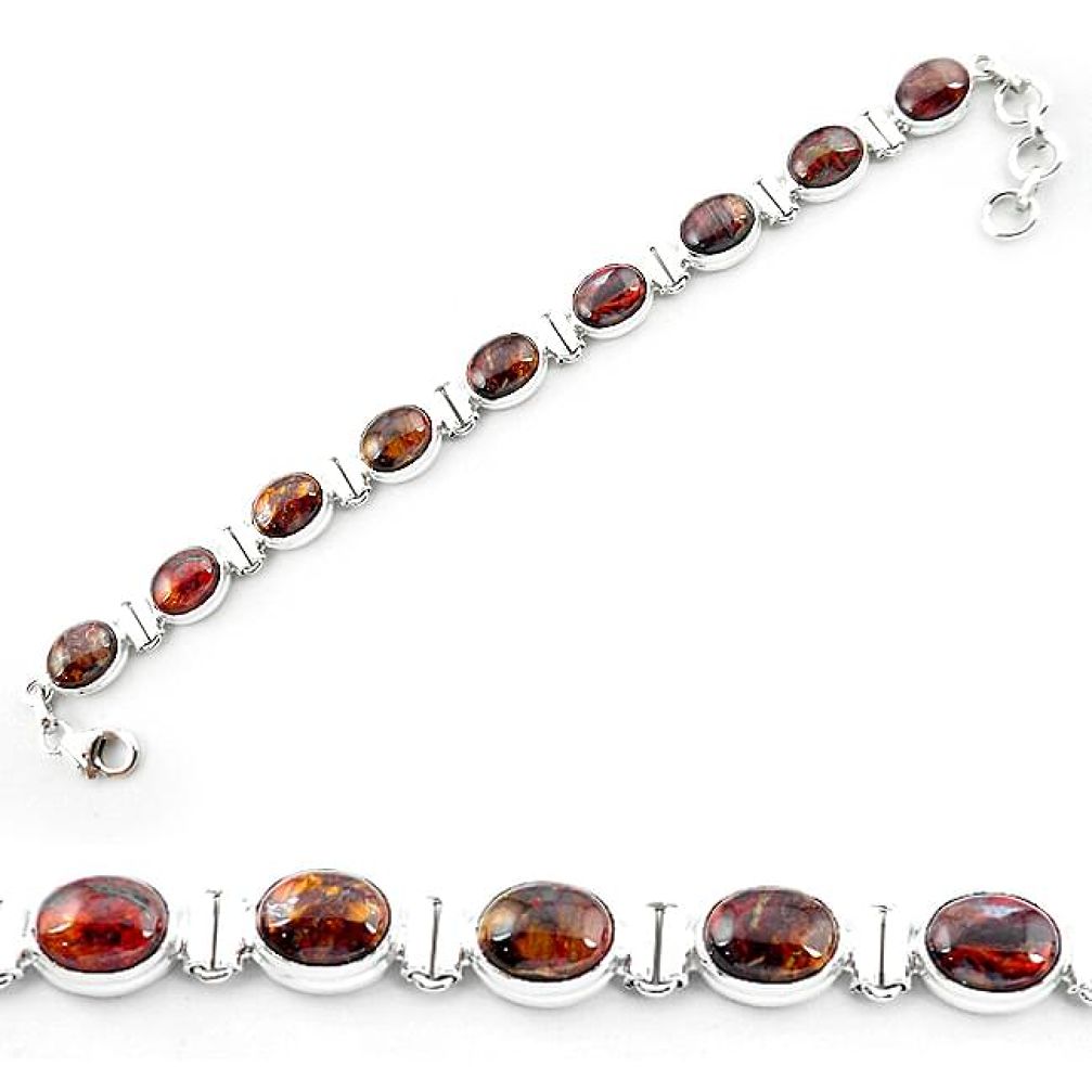 Natural brown pietersite (african) 925 sterling silver tennis bracelet k73998