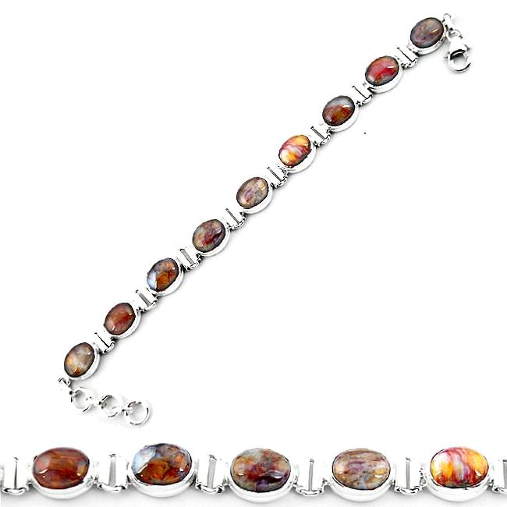 925 sterling silver natural brown pietersite (african) tennis bracelet k74000