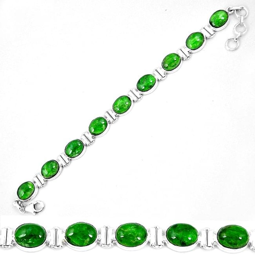 925 sterling silver natural green chrome diopside tennis bracelet k74048