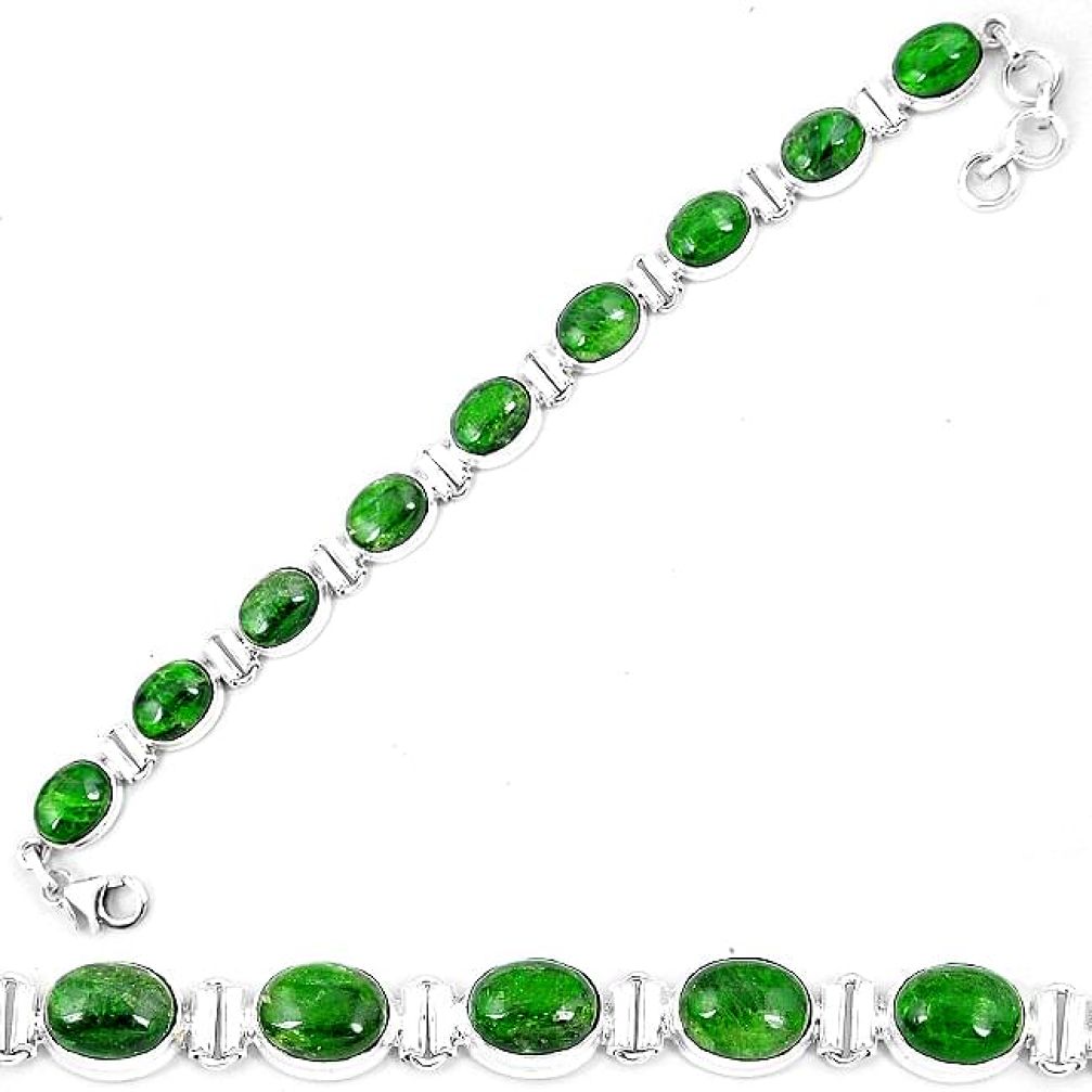 Natural green chrome diopside 925 sterling silver tennis bracelet k74050