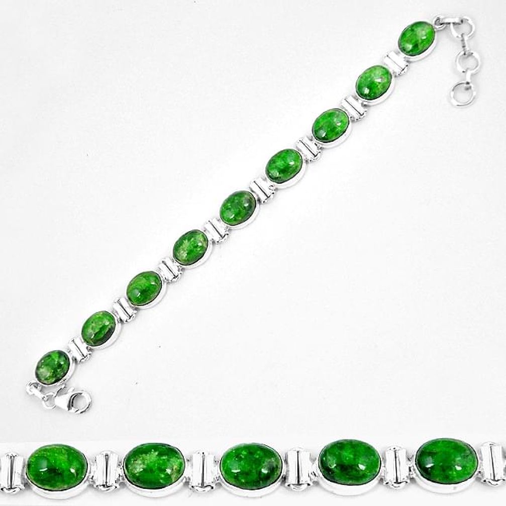 Natural green chrome diopside 925 sterling silver tennis bracelet k74052