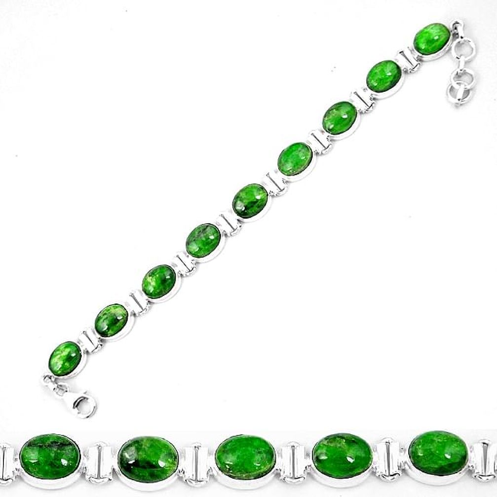 Natural green chrome diopside 925 sterling silver tennis bracelet k74053