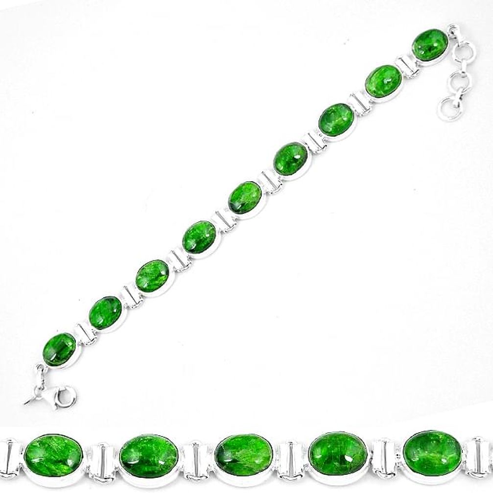 925 sterling silver natural green chrome diopside tennis bracelet k74054