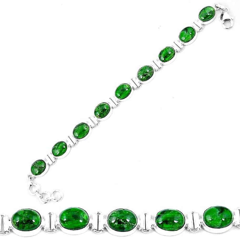 Natural green chrome diopside 925 sterling silver tennis bracelet k74056