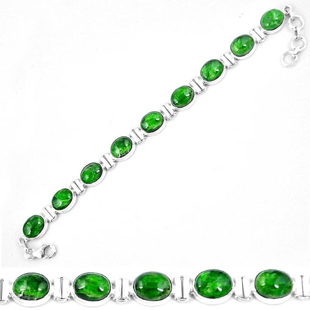 Natural green chrome diopside 925 sterling silver tennis bracelet k74058