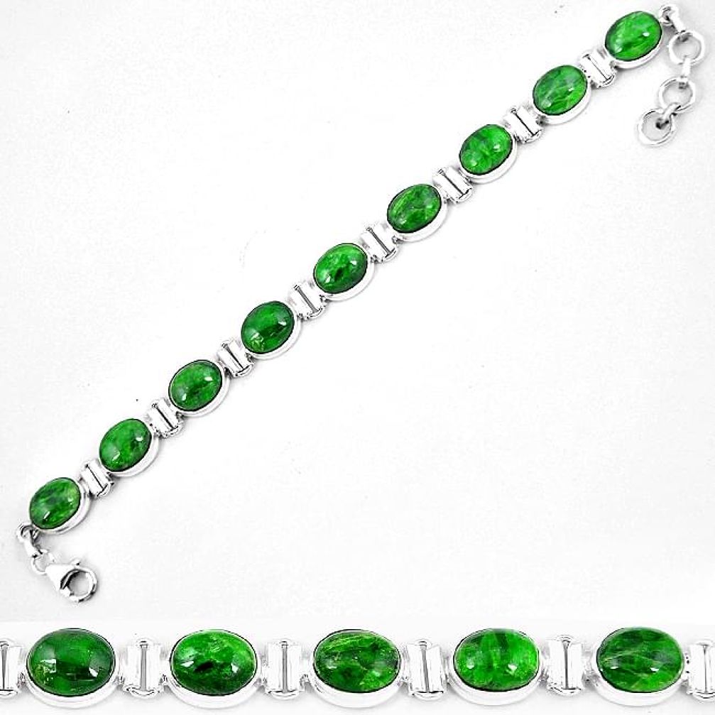 925 sterling silver natural green chrome diopside tennis bracelet k74060