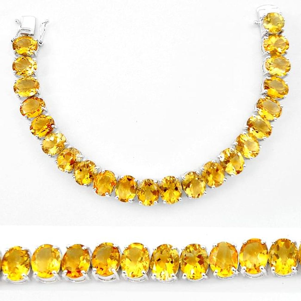 85.57cts natural yellow citrine 925 sterling silver tennis bracelet k74118