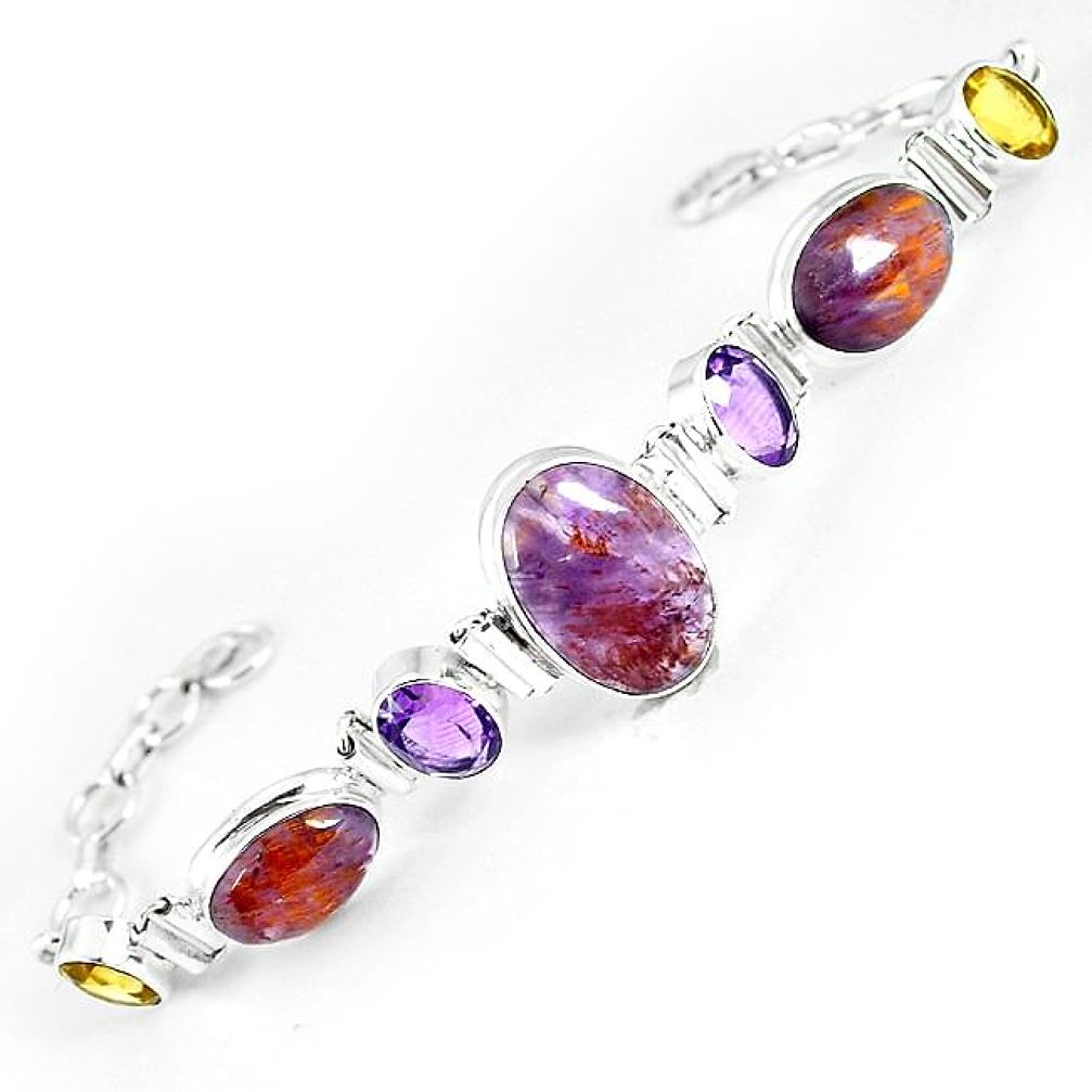 Natural purple cacoxenite super seven (melody stone) 925 silver bracelet k76194