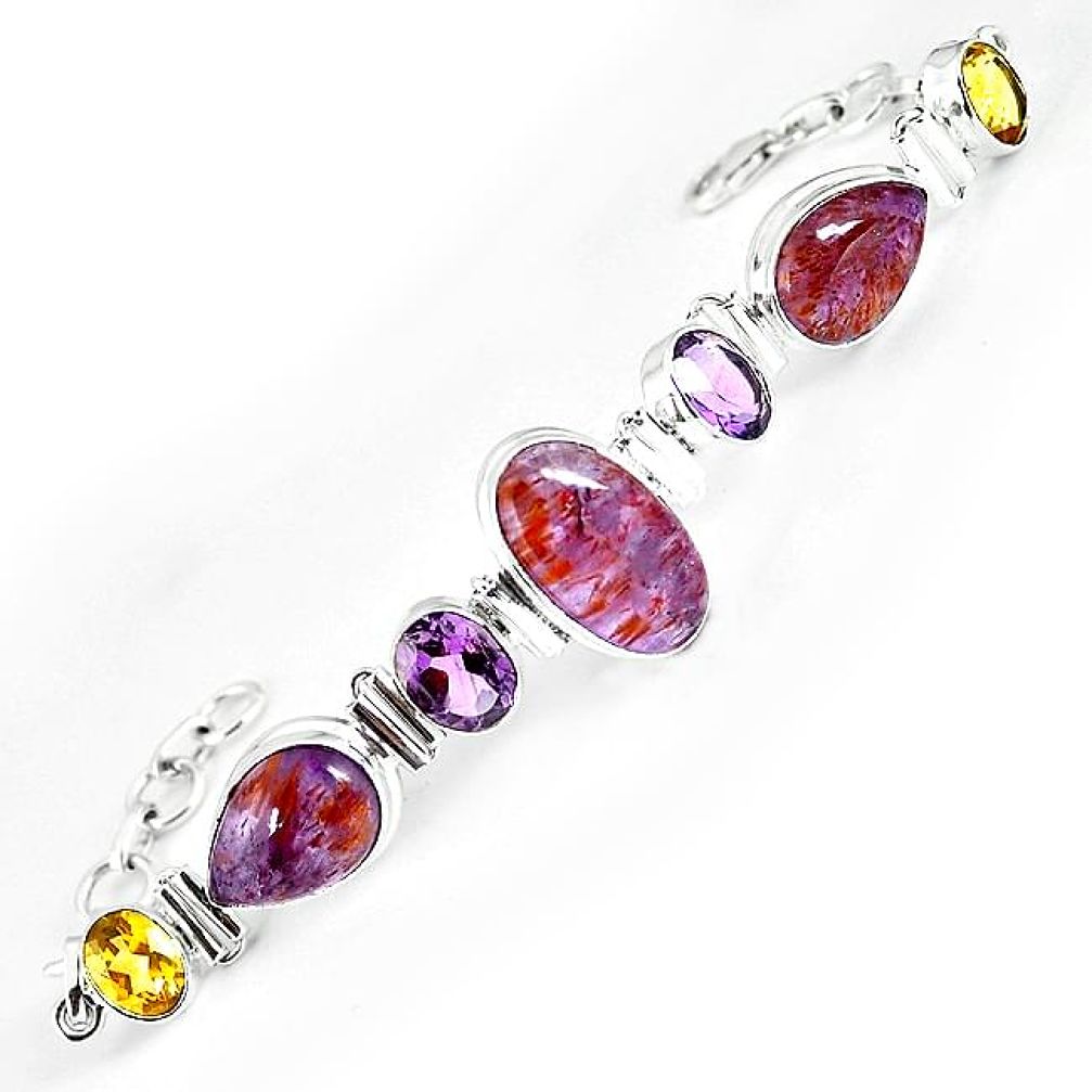 Natural purple cacoxenite super seven (melody stone) 925 silver bracelet k76196