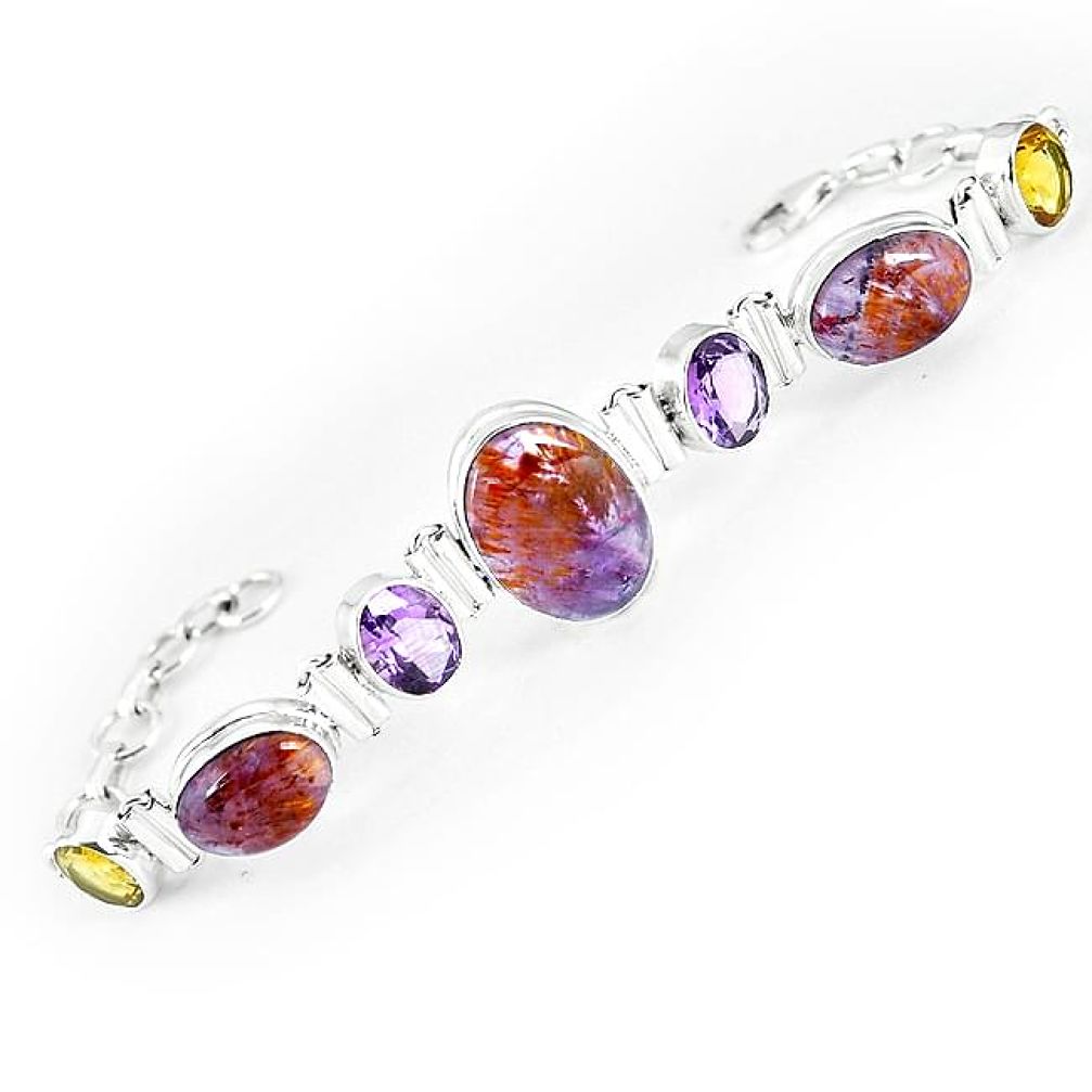 Natural purple cacoxenite super seven (melody stone) 925 silver bracelet k76198