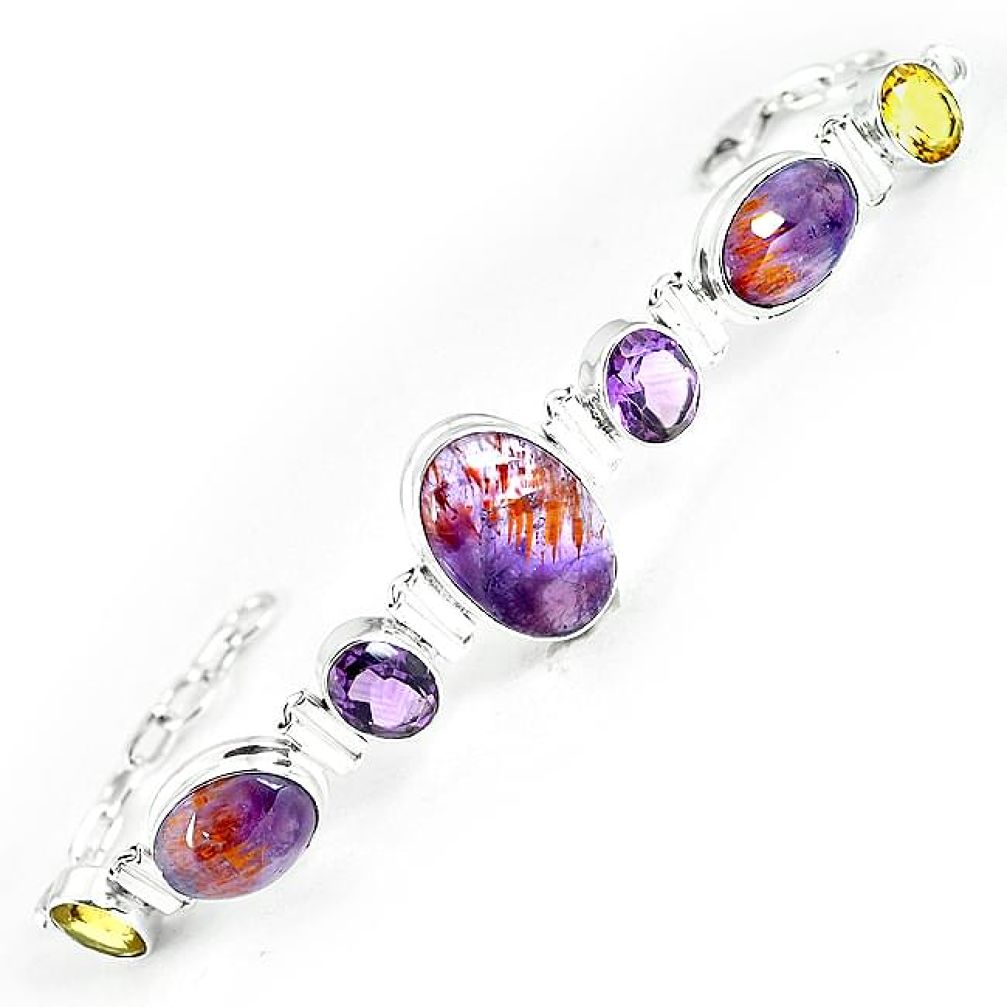 Natural purple cacoxenite super seven (melody stone) 925 silver bracelet k76199