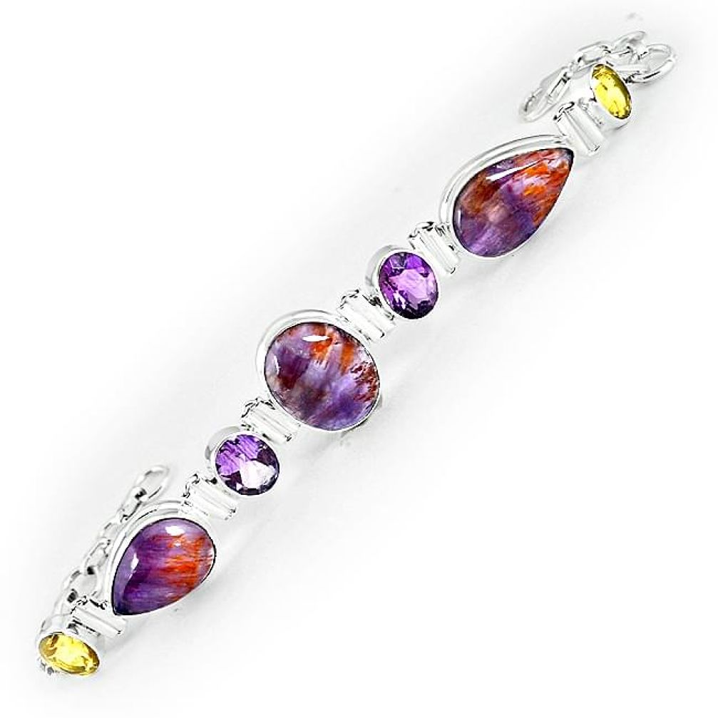 925 silver natural purple cacoxenite super seven (melody stone) bracelet k76200