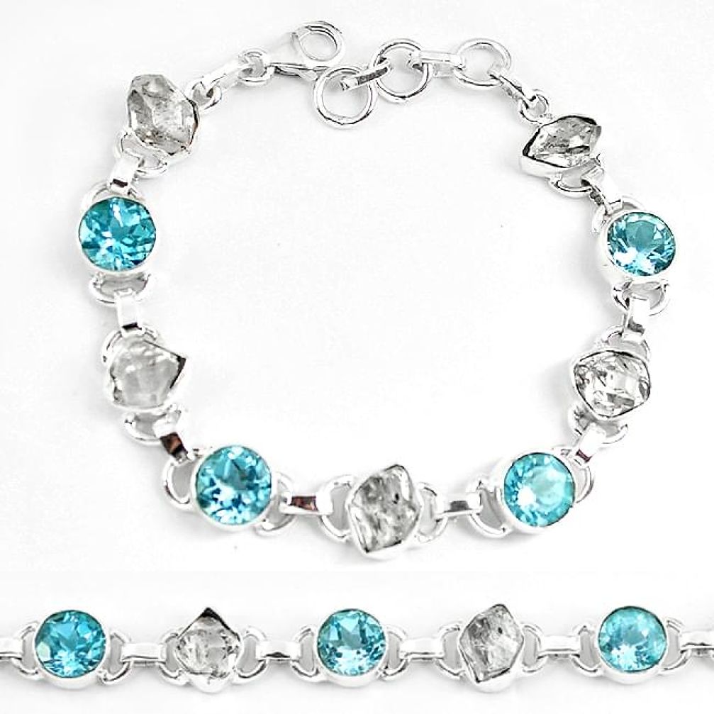Natural white herkimer diamond topaz 925 silver tennis bracelet k85766