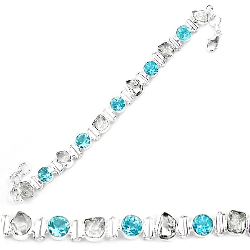 925 silver natural white herkimer diamond blue topaz tennis bracelet k85778