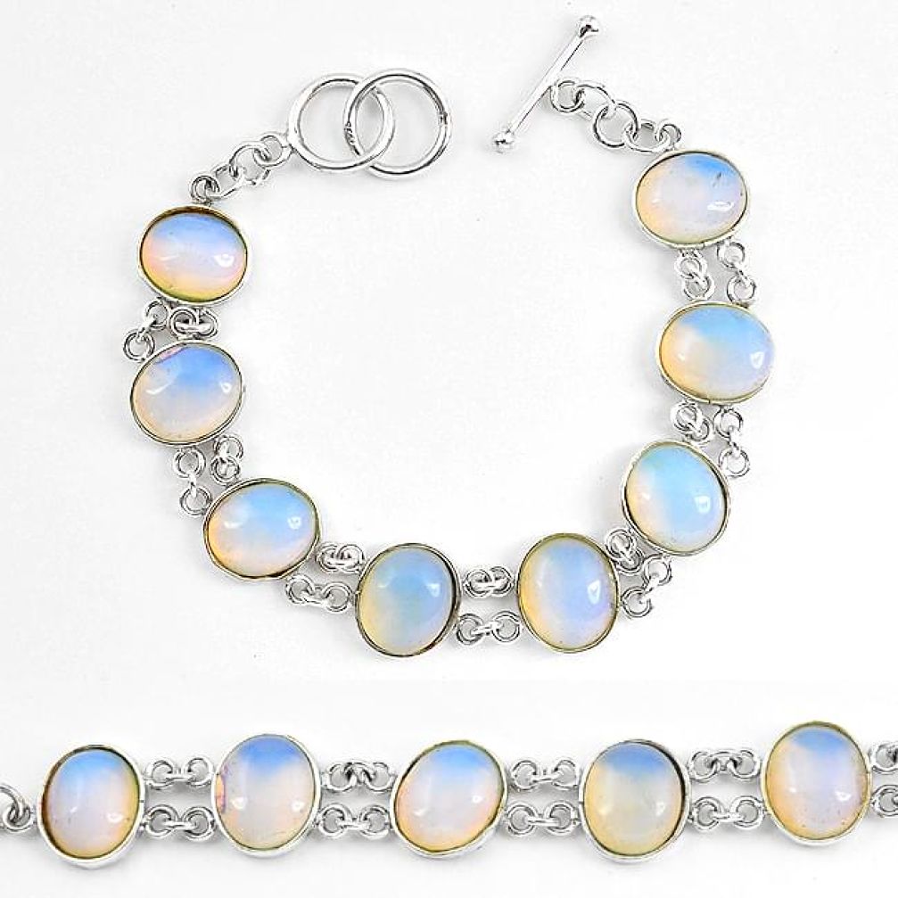 925 sterling silver natural blue opaline oval shape bracelet jewelry k86500