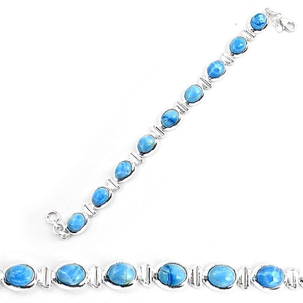Natural blue owyhee opal 925 sterling silver bracelet jewelry k86657