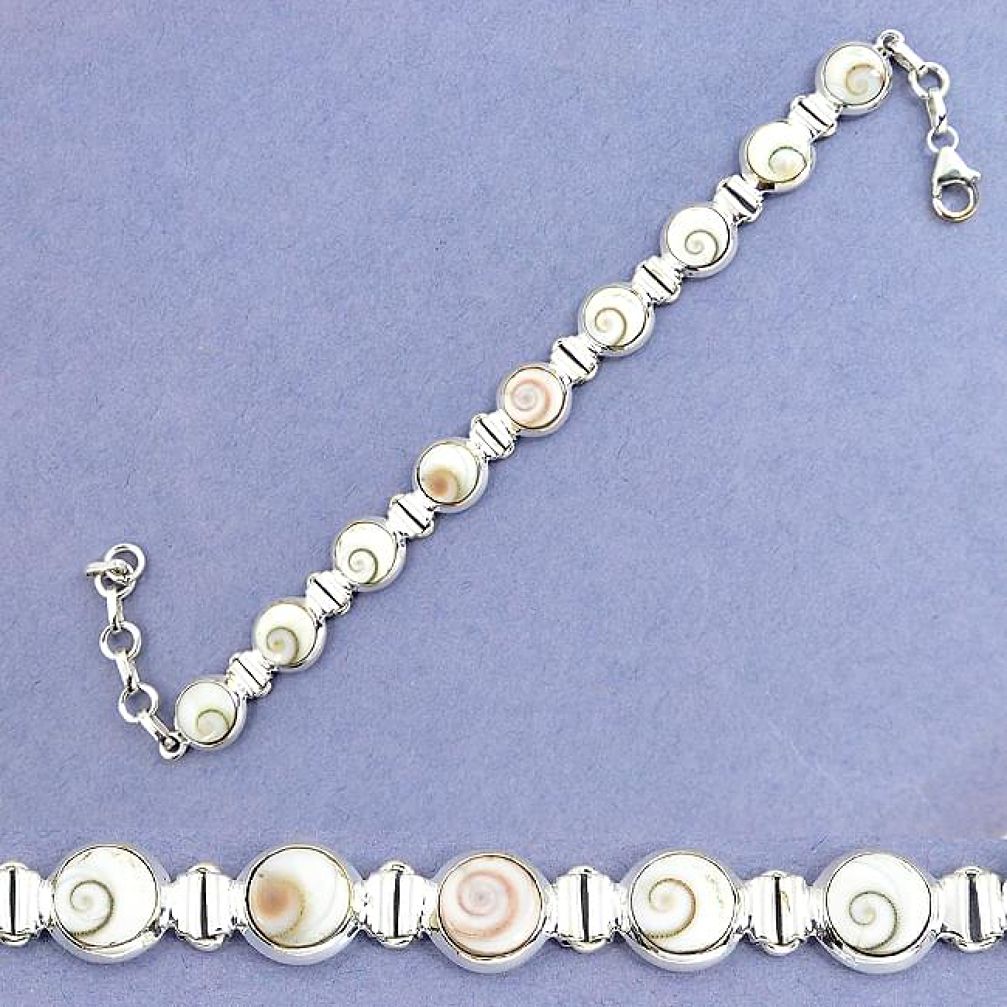 Natural white shiva eye 925 sterling silver tennis bracelet jewelry k86697