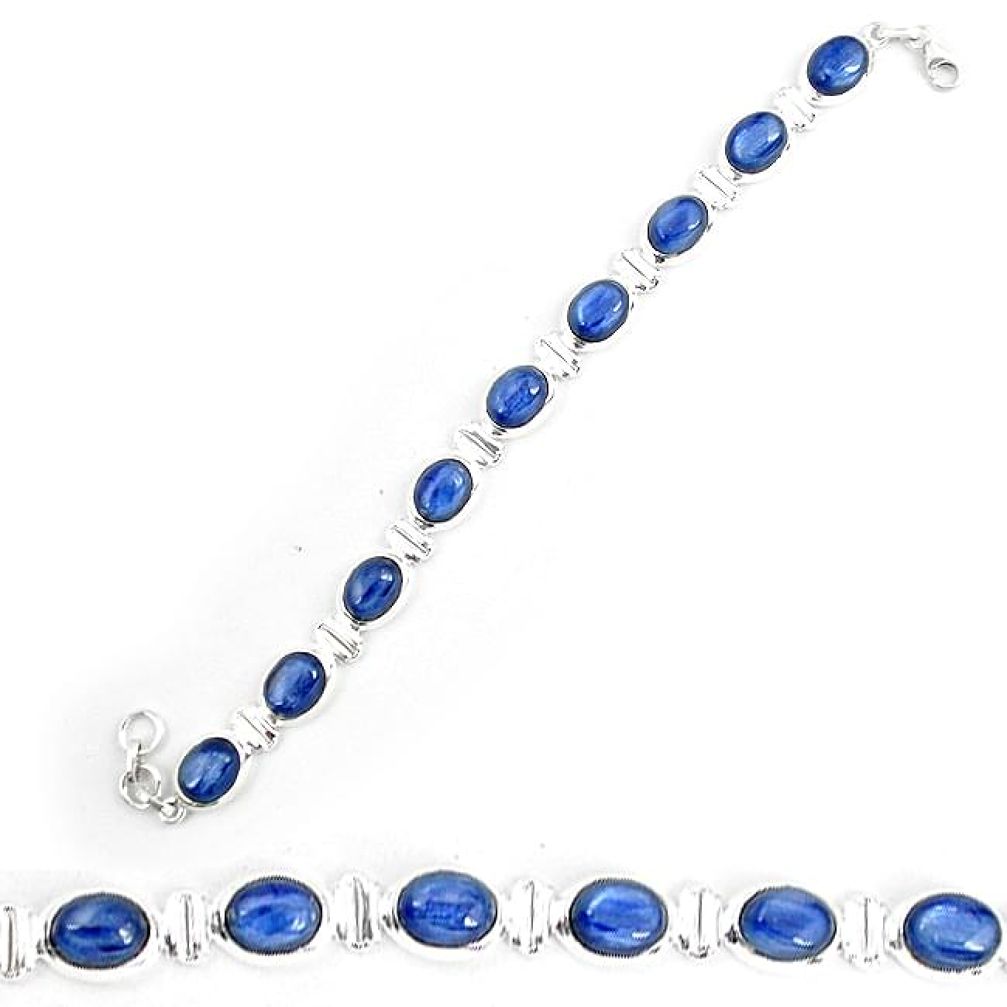 925 sterling silver natural blue kyanite oval shape tennis bracelet k86711