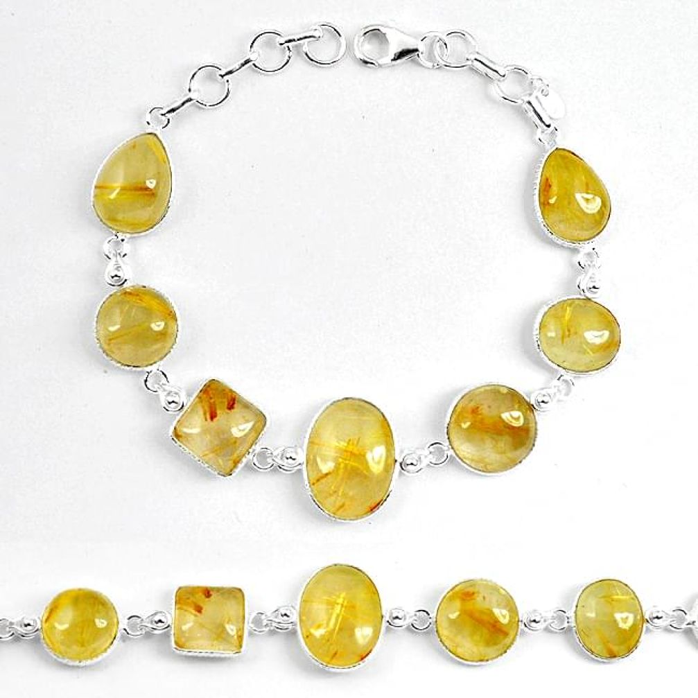 925 sterling silver natural golden tourmaline rutile tennis bracelet k86800