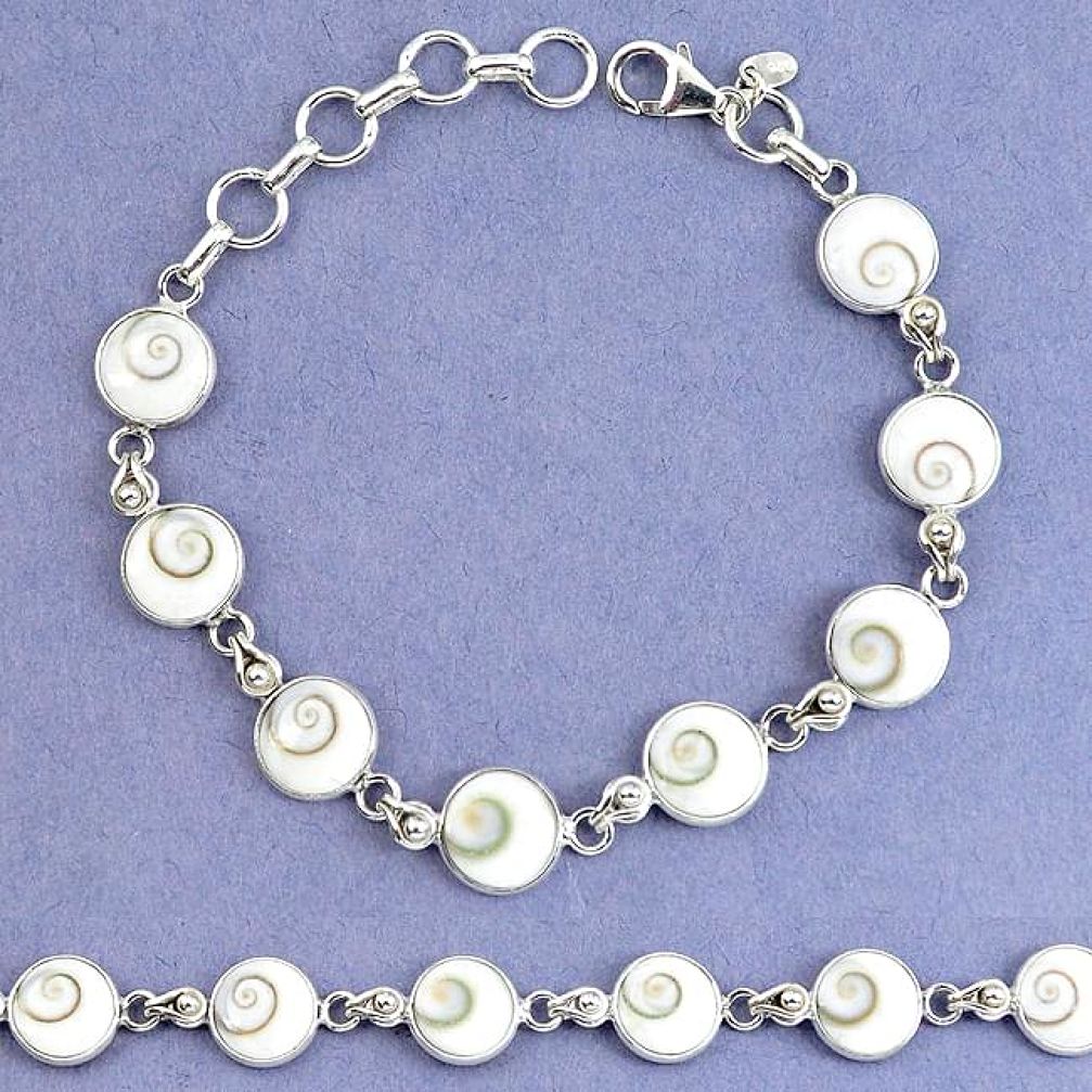 Natural white shiva eye 925 sterling silver tennis bracelet jewelry k86831